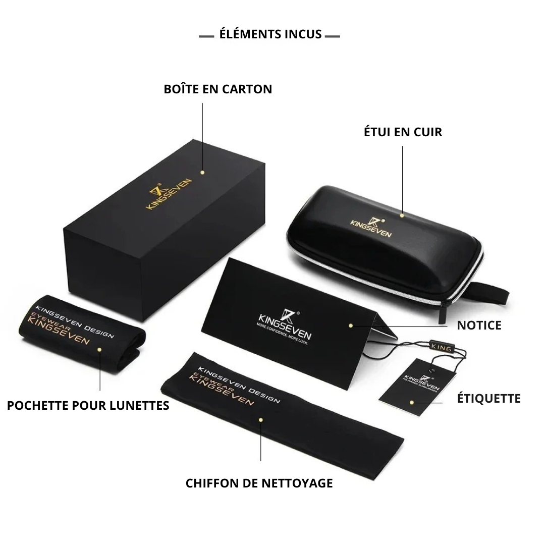 Lunettes de Soleil KINGSEVEN – Forme Carrée Mixte, Polarisées, Monture Légère, Verres UV400