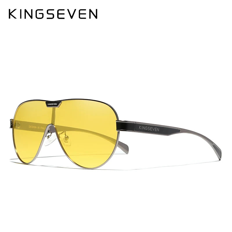 Lunettes de Soleil Homme KINGSEVEN – Polarisées, Monture Aluminium Rectangle, Protection UV400