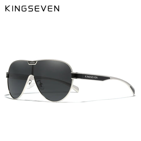Lunettes de Soleil Homme KINGSEVEN – Polarisées, Monture Aluminium Rectangle, Protection UV400