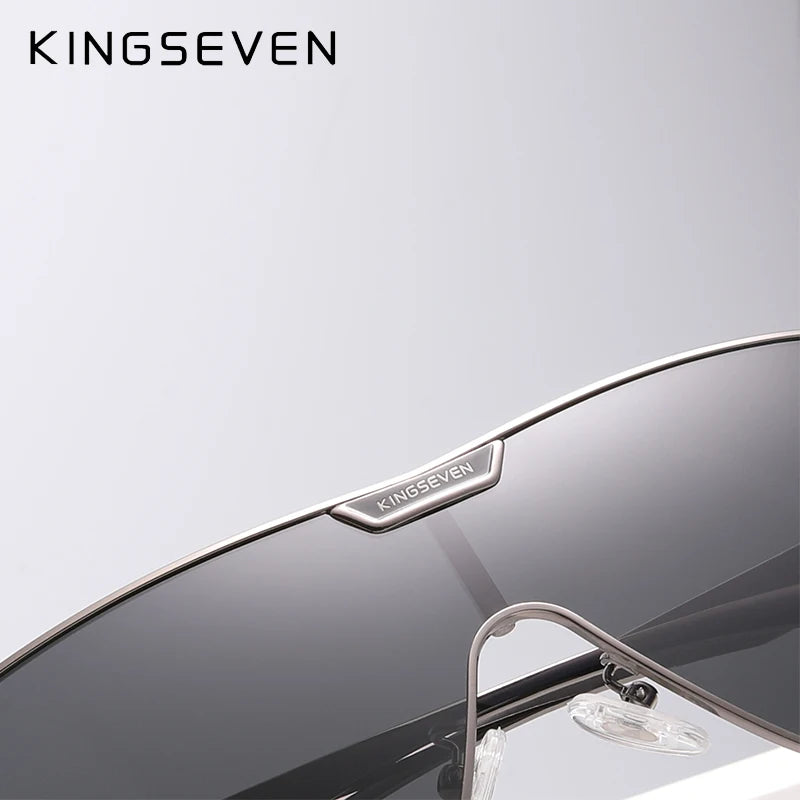 Lunettes de Soleil Homme KINGSEVEN – Polarisées, Monture Aluminium Rectangle, Protection UV400